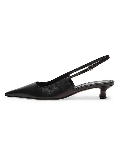 35MM Leather Slingback Pumps