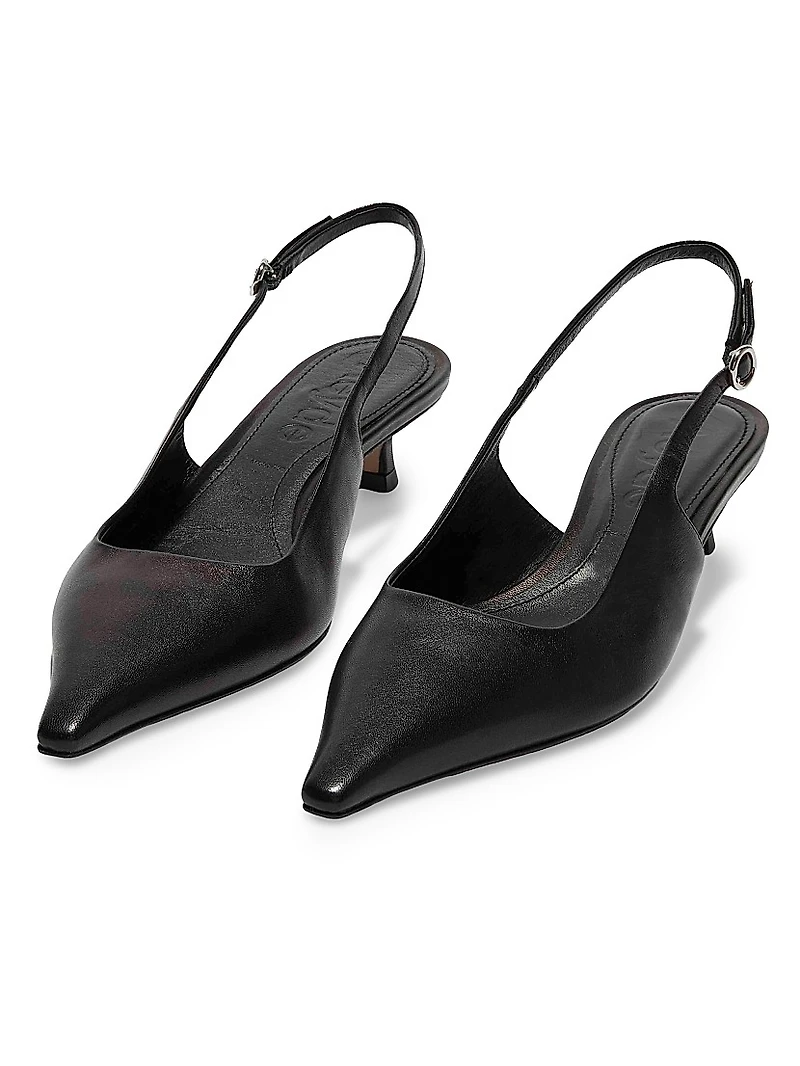 35MM Leather Slingback Pumps