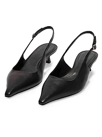 35MM Leather Slingback Pumps