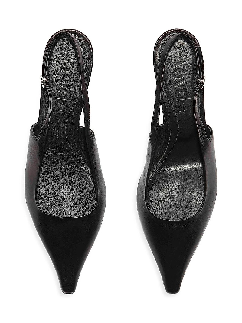 35MM Leather Slingback Pumps