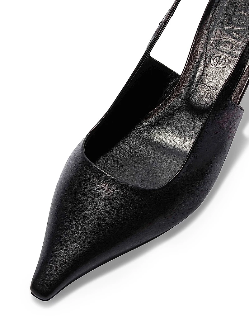35MM Leather Slingback Pumps