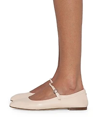 Leather Square-Toe Flats