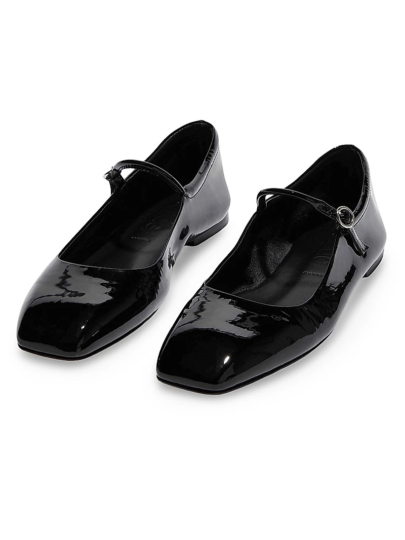 Patent Leather Square-Toe Flats