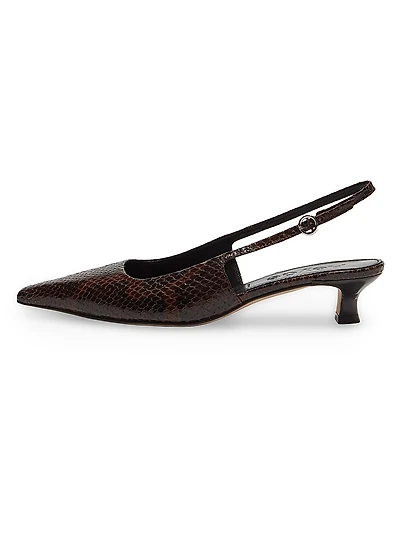 35MM Snake-Embossed Leather Slingback Pumps
