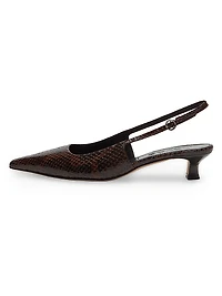 35MM Snake-Embossed Leather Slingback Pumps