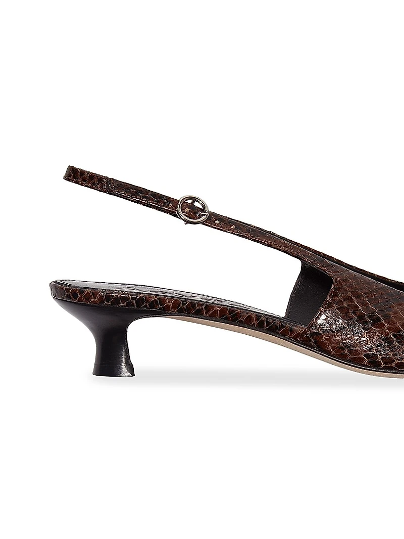 35MM Snake-Embossed Leather Slingback Pumps