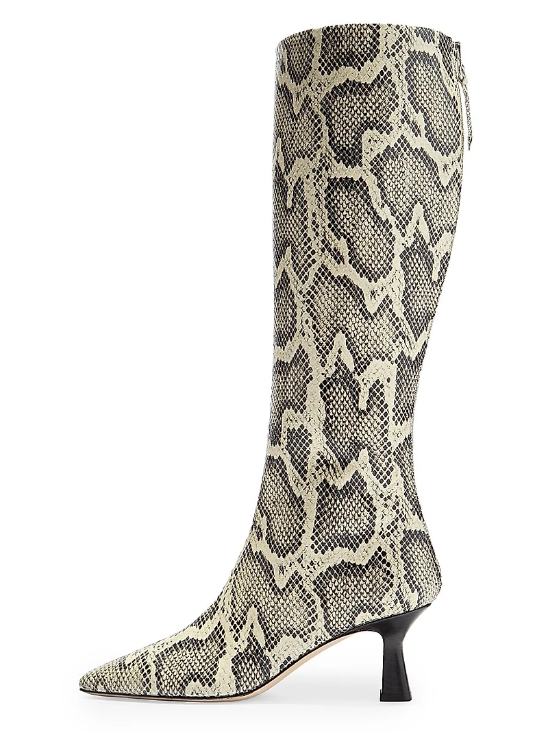 Klea 40MM Snakeskin-Embossed Leather Knee-High Boots