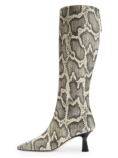 Klea 40MM Snakeskin-Embossed Leather Knee-High Boots