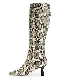 Klea 40MM Snakeskin-Embossed Leather Knee-High Boots