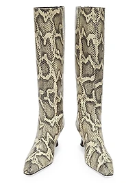Klea 40MM Snakeskin-Embossed Leather Knee-High Boots