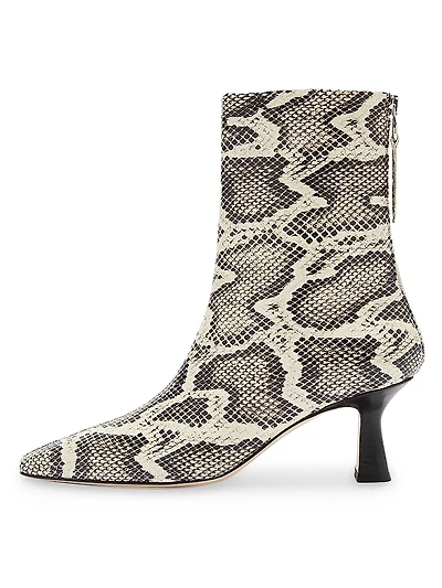 Elina Snakeskin-Embossed Leather Ankle Boots