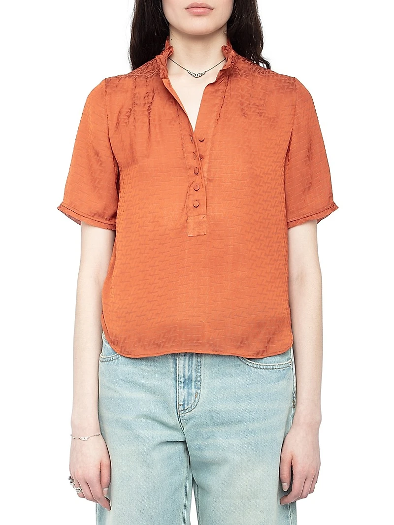 Topher Monogram Satin Blouse