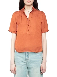 Topher Monogram Satin Blouse