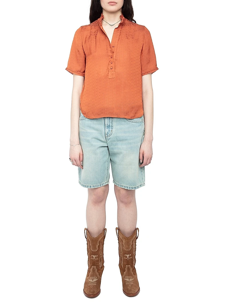 Topher Monogram Satin Blouse