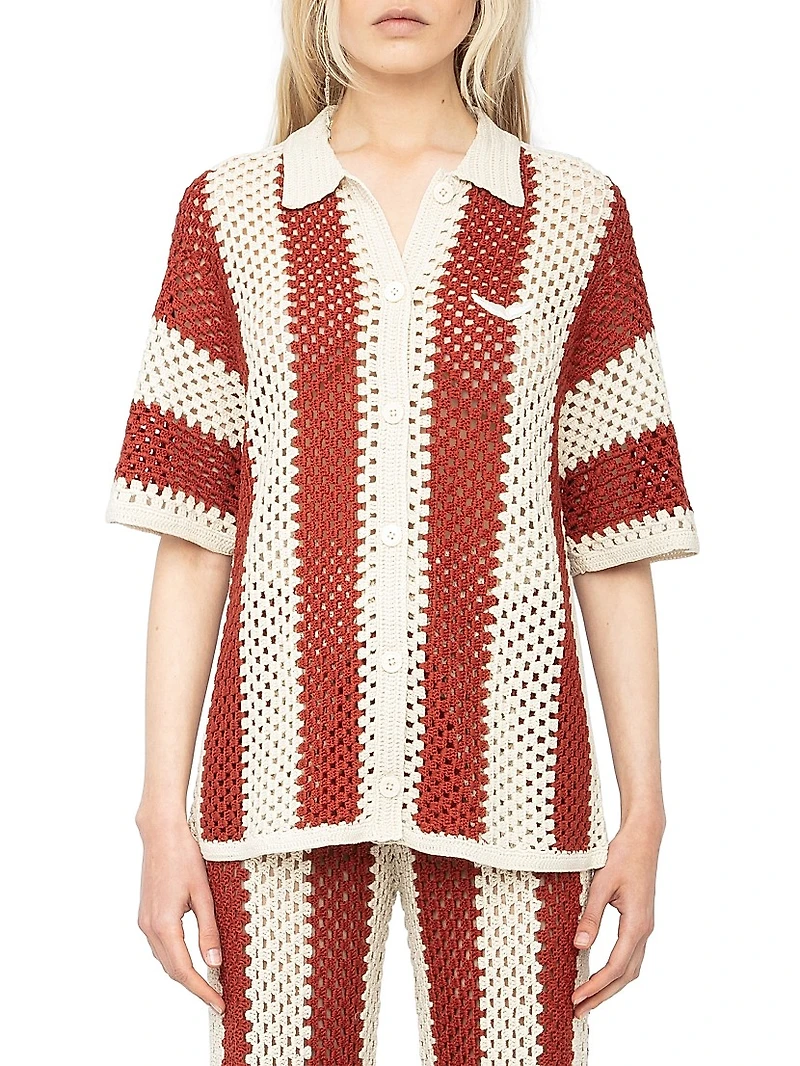 Ciara Knit Striped Cotton Cardigan