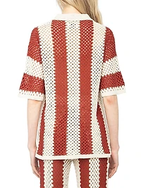 Ciara Knit Striped Cotton Cardigan