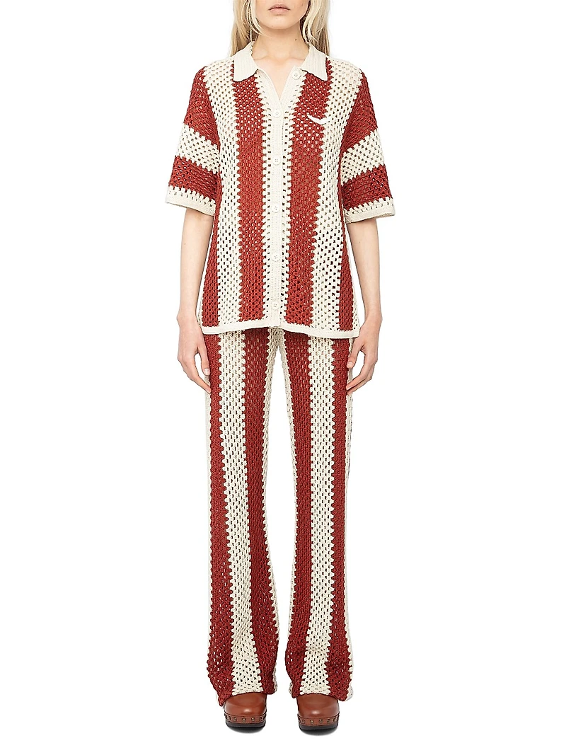 Ciara Knit Striped Cotton Cardigan