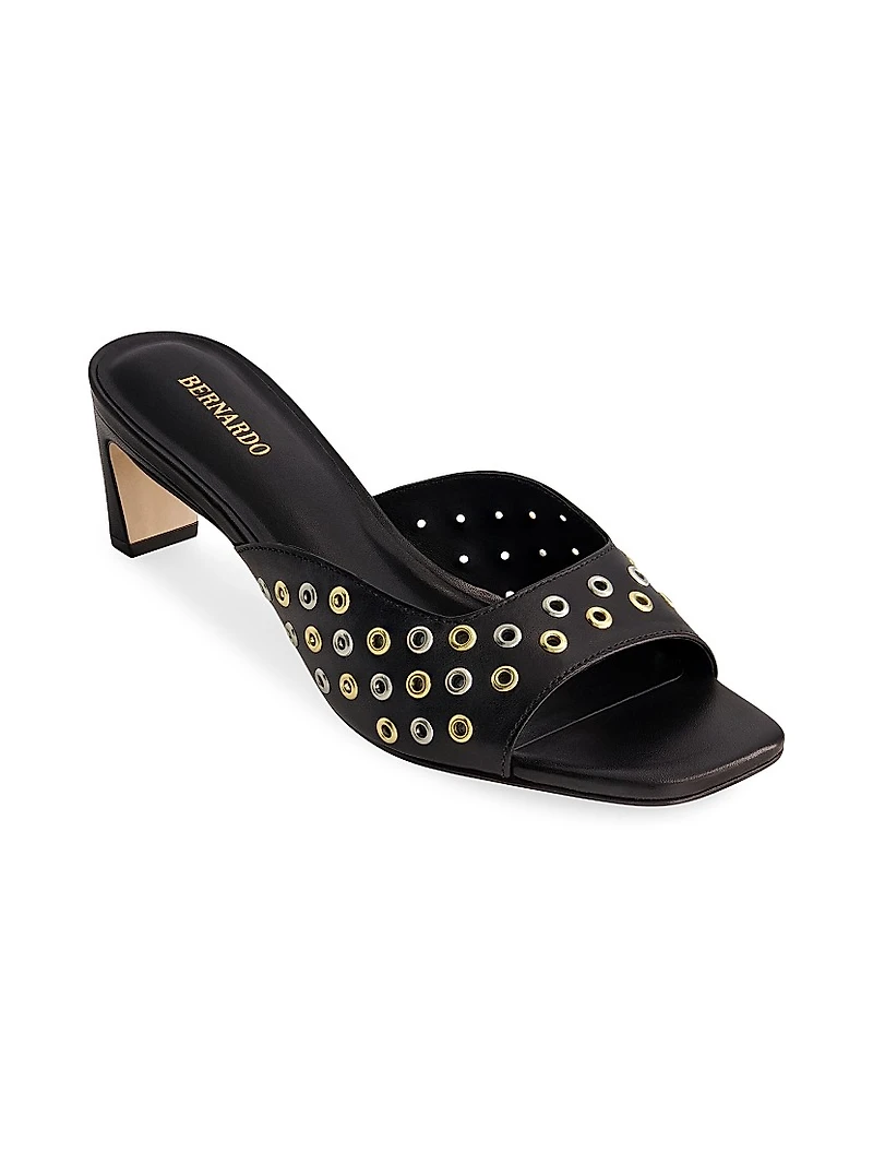 Cenza Grommet Kitten Heel Mules