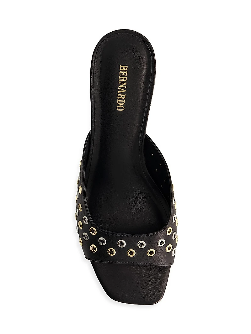 Cenza Grommet Kitten Heel Mules
