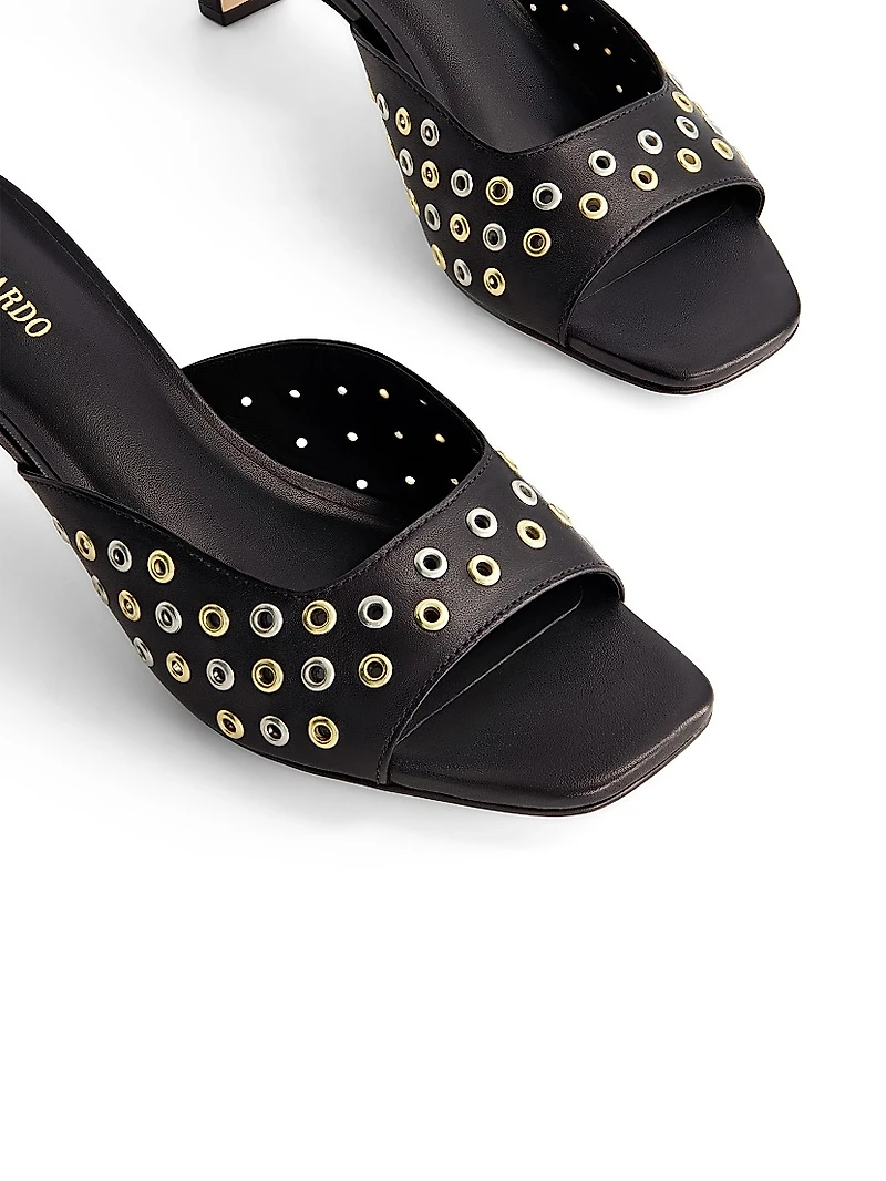Cenza Grommet Kitten Heel Mules