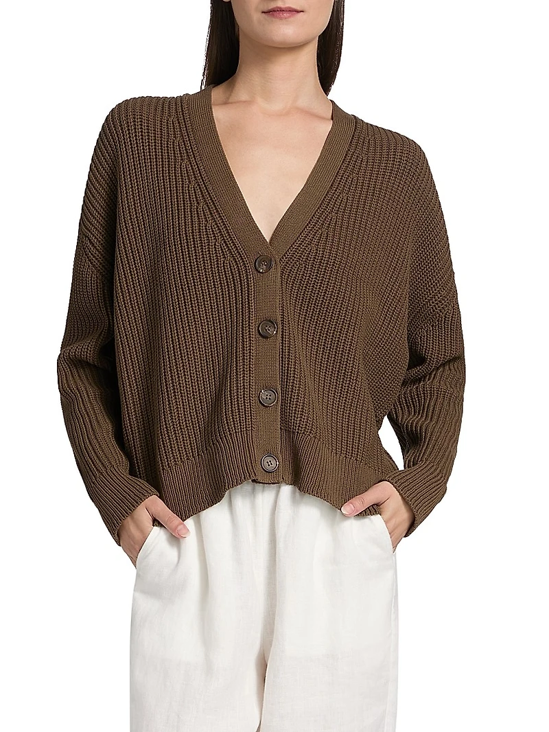 Cropped Cotton Coccoon Cardigan