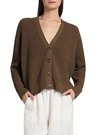 Cropped Cotton Coccoon Cardigan