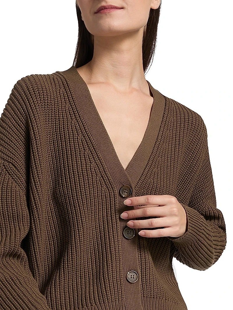 Cropped Cotton Coccoon Cardigan