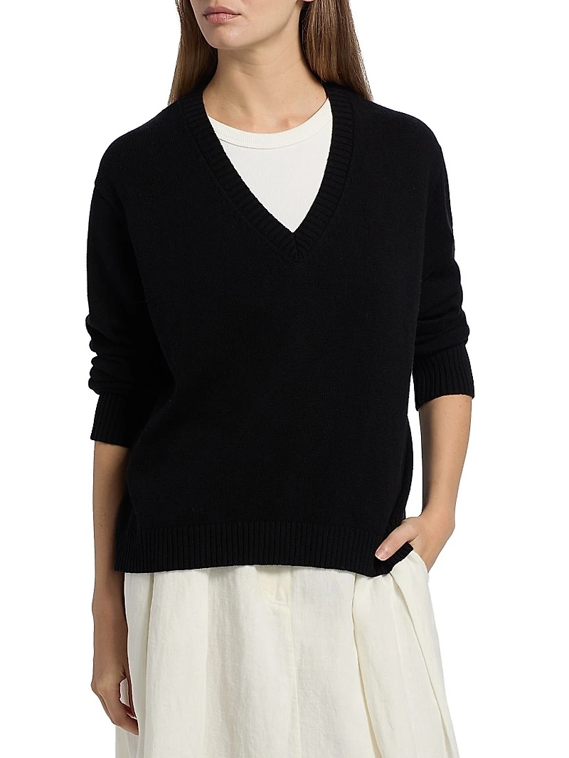 Simone Wool-Cotton V-Neck Sweater