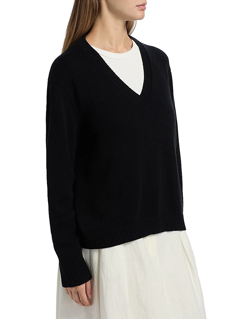 Simone Wool-Cotton V-Neck Sweater