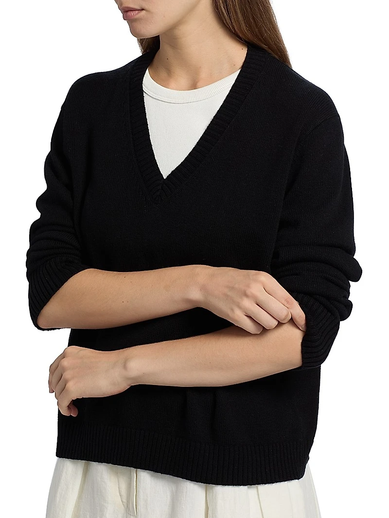Simone Wool-Cotton V-Neck Sweater
