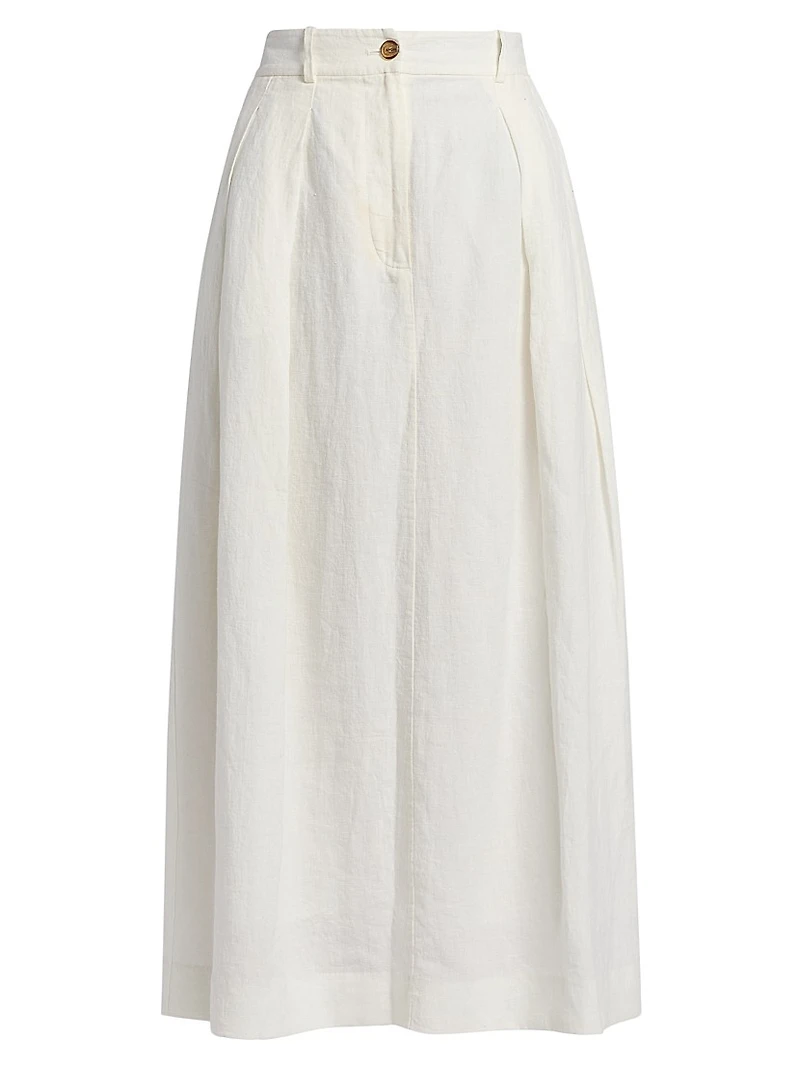 Annabel Linen Midi-Skirt