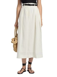 Annabel Linen Midi-Skirt