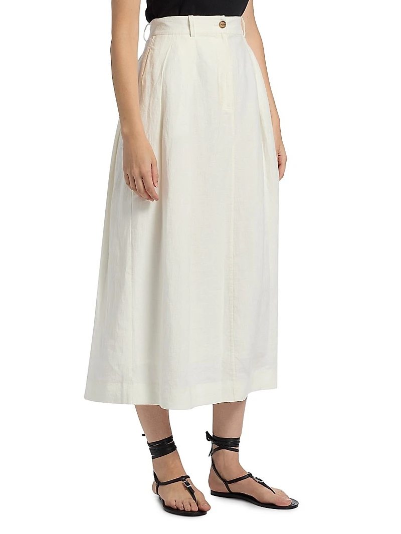 Annabel Linen Midi-Skirt