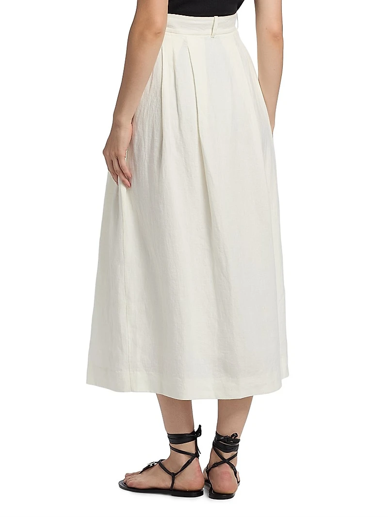 Annabel Linen Midi-Skirt