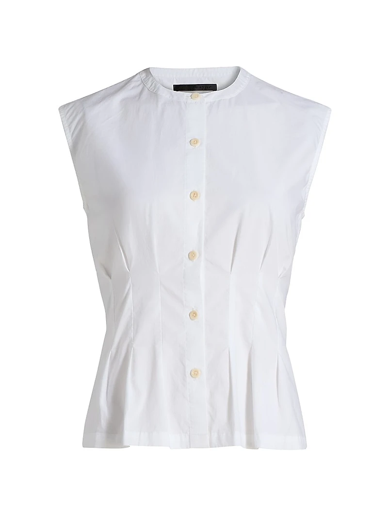Lara Pleated Cotton Poplin Top