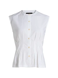 Lara Pleated Cotton Poplin Top