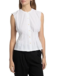 Lara Pleated Cotton Poplin Top