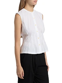 Lara Pleated Cotton Poplin Top