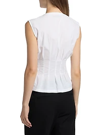 Lara Pleated Cotton Poplin Top