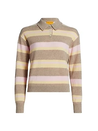 Collegiate Striped Cashmere Polo Shirt