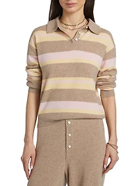Collegiate Striped Cashmere Polo Shirt