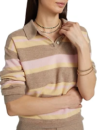 Collegiate Striped Cashmere Polo Shirt