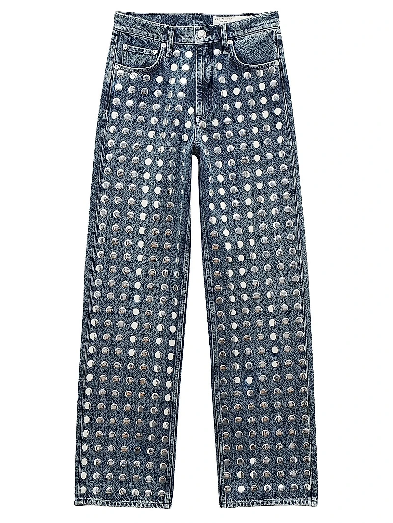 Shea Embellished High-Rise Straight-Leg Jeans