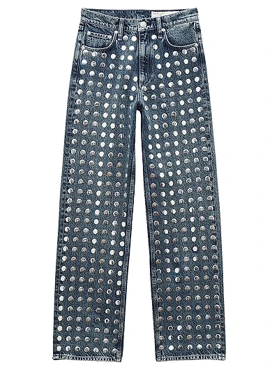 Shea Embellished High-Rise Straight-Leg Jeans
