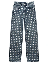 Shea Embellished High-Rise Straight-Leg Jeans