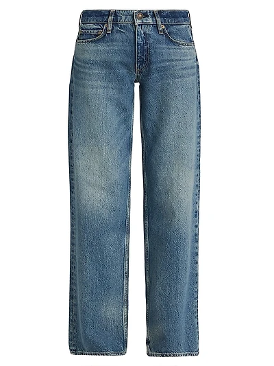 Saige Denim Mid-Rise Straight-Leg Jeans