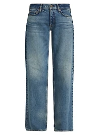 Saige Denim Mid-Rise Straight-Leg Jeans