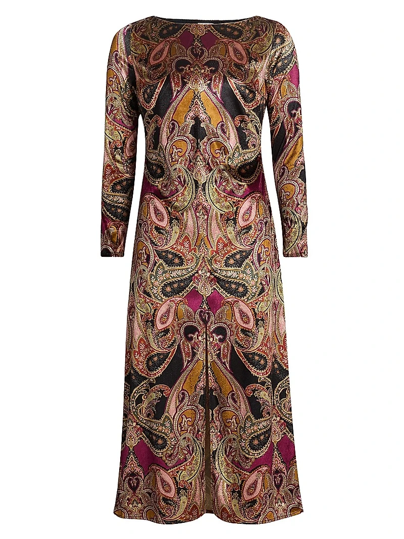 Goldie Velvet Paisley Midi-Dress