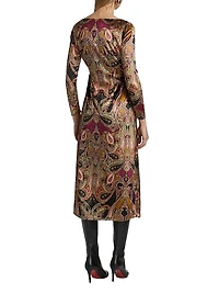 Goldie Velvet Paisley Midi-Dress