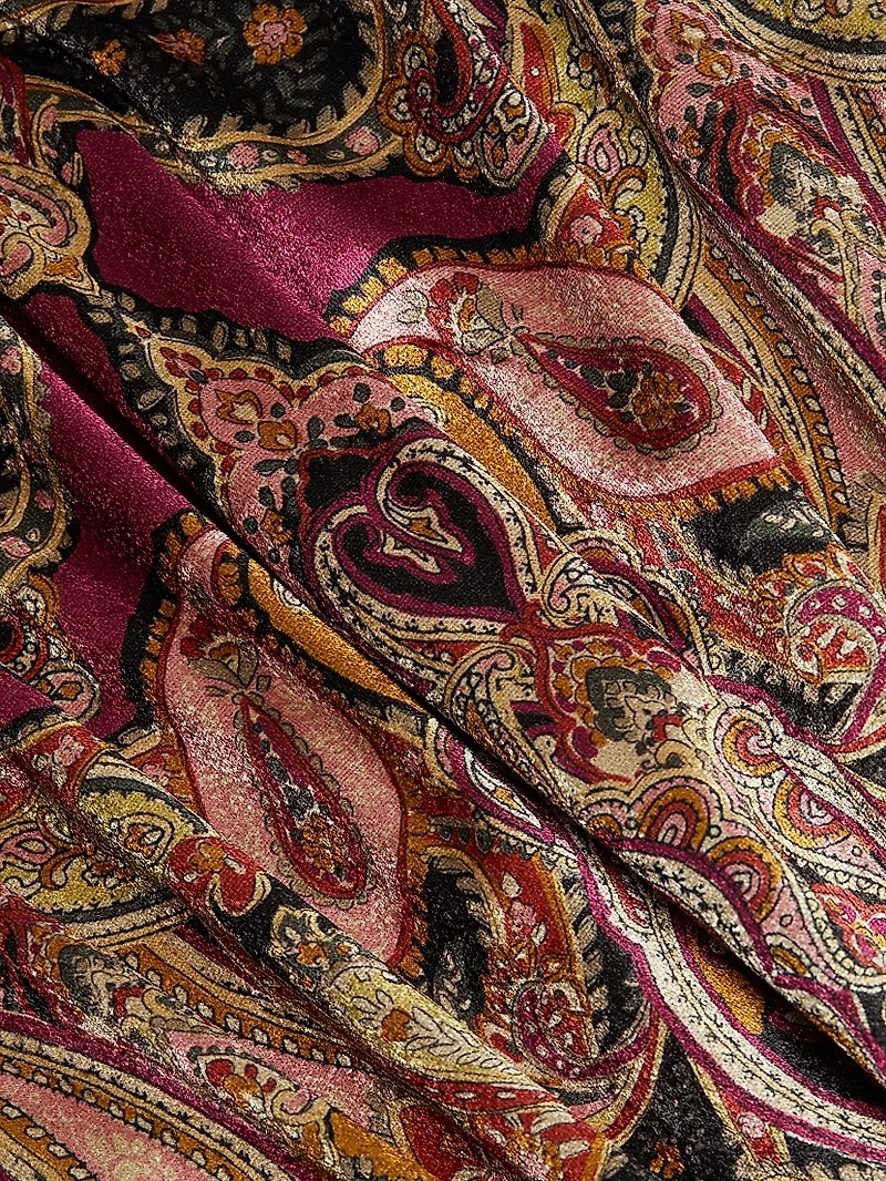 Goldie Velvet Paisley Midi-Dress